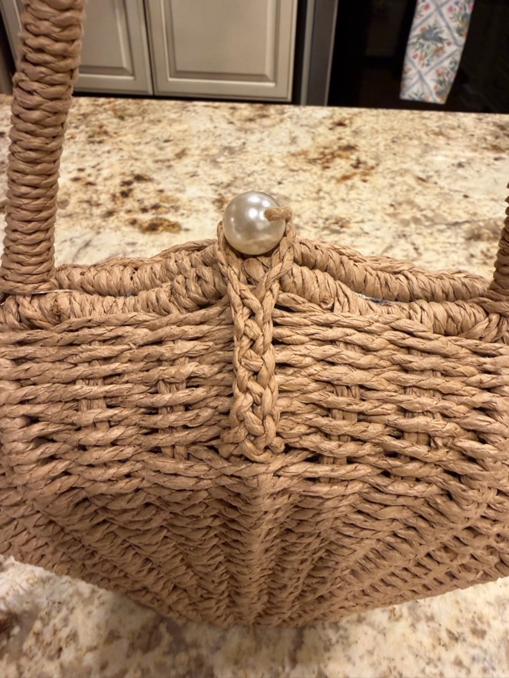 Alessia Woven Straw Shell Handbag in Natural Tan - Picture 4 of 8